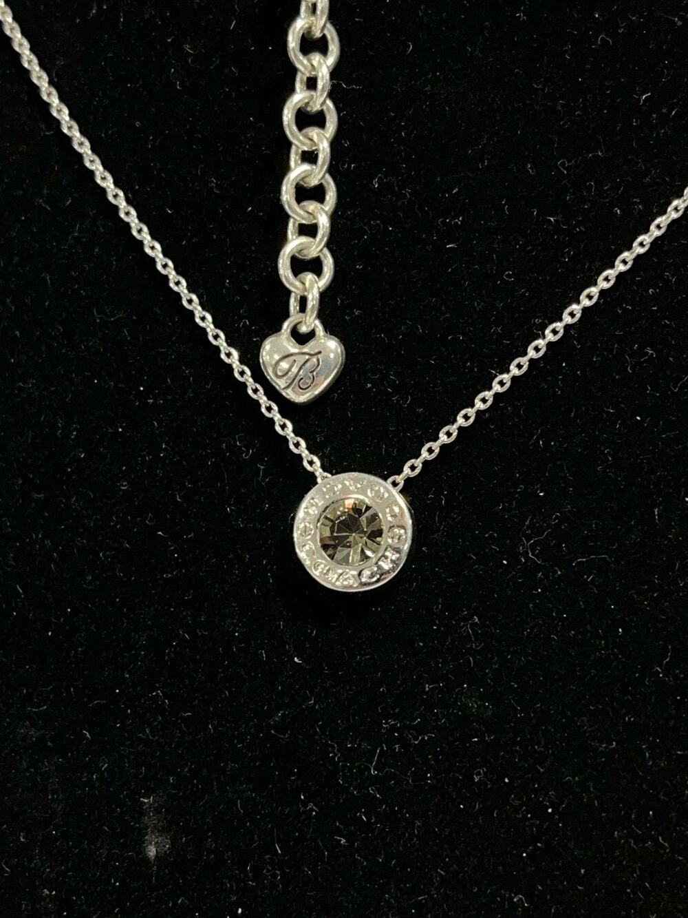 Coach Open Circle Crystal Stone Silver Tone Dainty Necklace
